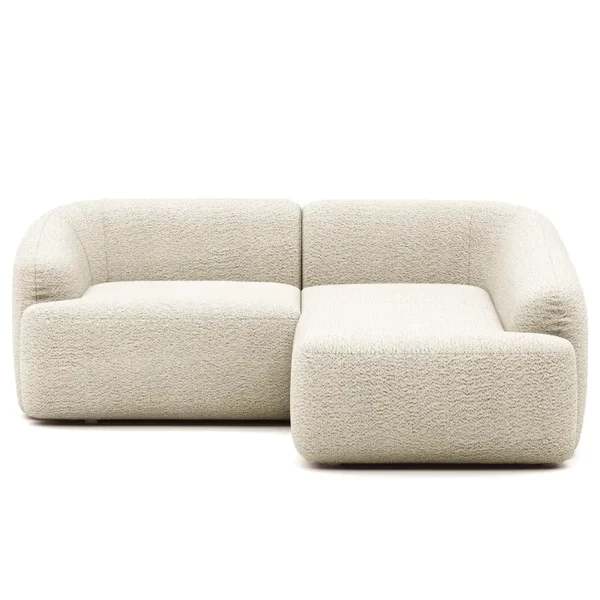 Ecksofa Balah Weiß Bouclé Stoff Anouk 216cm Ecke davorstehend rechts Modern