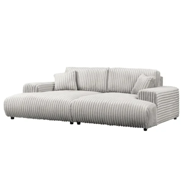 Bigsofa Trouville Silber/Silber Cordstoff Vitani 237 x 79 x 144cm Modern