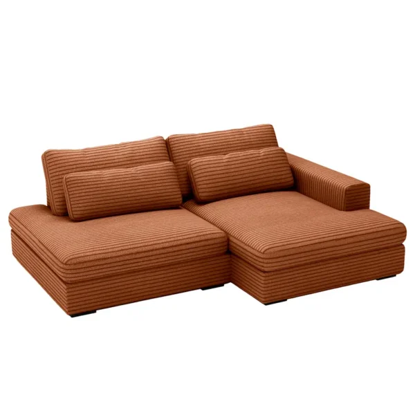 Ecksofa mit Schlaffunktion Braun Cordstoff Tila 223 x 80 x 158cm Longchair davorstehend rechts mit Schlaffunktion Modern
