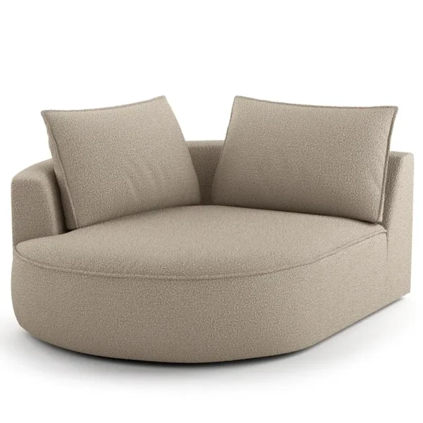 Modulottomane Braun/Beige/Beige Bouclé Stoff Ronka 126 x 154cm Ausrichtung links Glamour