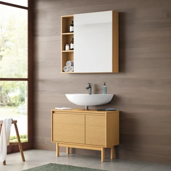 Badezimmerset 2-teilig Kombi A 83 x 35cm Braun/Pinie Natur