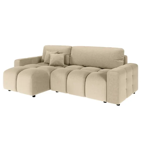 Ecksofa Santalla mit Schlaffunktion Beige Microfaser Sole 233 x 84 x 142cm Ottomane beidseitig montierbar Modern