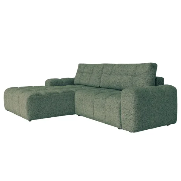 Ecksofa mit Schlaffunktion Grün/Beige/Türkis Strukturstoff Purna 268cm Ausrichtung links Modern