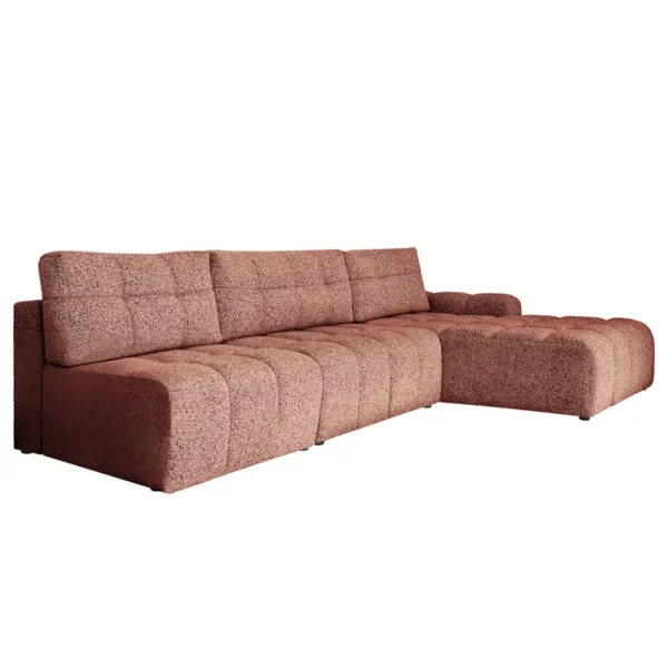 Ecksofa offen mit Schlaffunktion Rot/Beige/Rot Strukturstoff Purna 338 x 94 x 184cm Ausrichtung rechts Modern