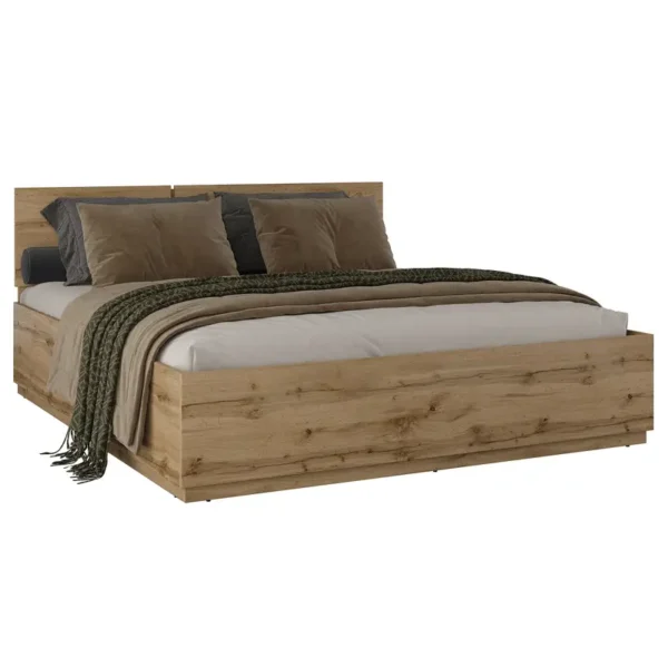 Bettgestell 180 x 200cm Spanplatte, beschichtet Braun/Eiche Wotan Dekor Eiche