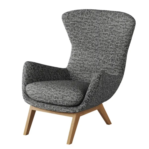 Sessel mit Holzfüßen Grau/Granit Chenille Enne Eiche Dunkel 84 x 99 x 96cm