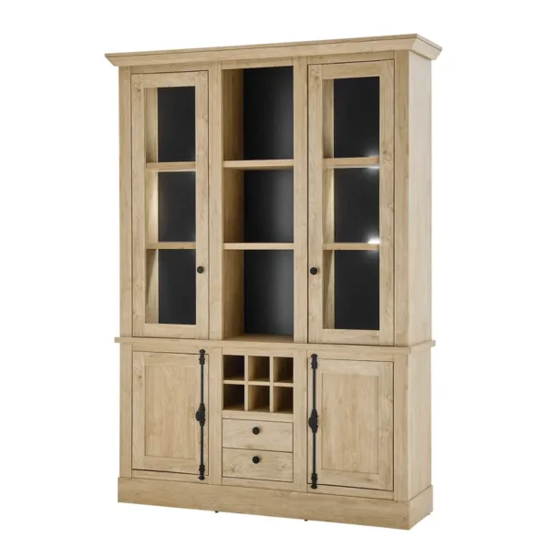 Vitrinenschrank - 147 cm 147 x 214 x 42cm Braun/Beige