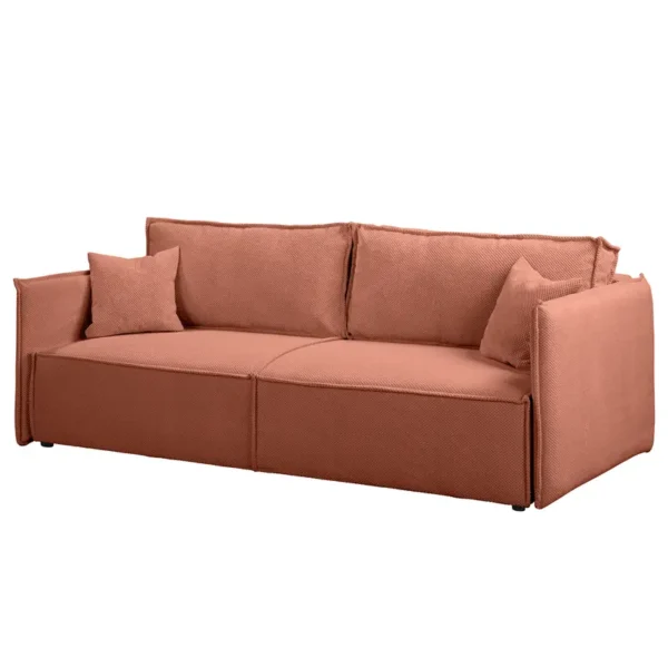 Schlafsofa Rot/Altrosa Strukturstoff Onka 221 x 70 x 105cm mit Schlaffunktion Modern