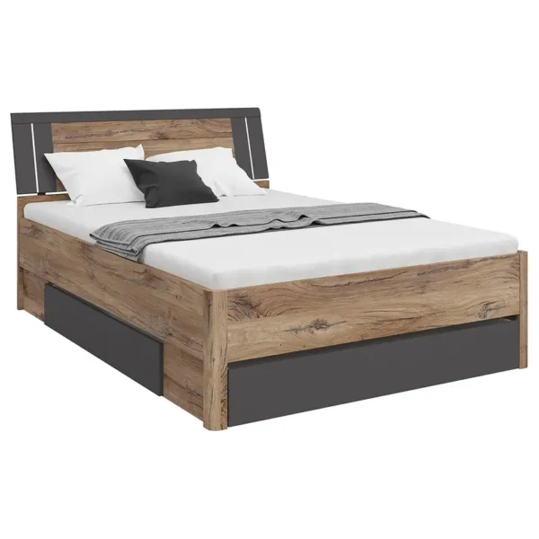 Beleuchtetes Bettgestell Domeys 180 x 200cm Kopfteil: MDF Mitteldichte Holzfaserplatte , foliert Rahmen: Spanplatte, foliert
