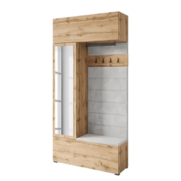 Kompaktgarderobe Mansard 115 x 232 x 38cm Braun/Wotaneiche Dekor