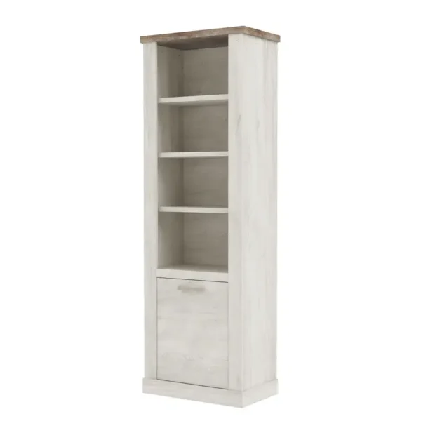 Regal mit Tür Spanplatte, foliert Braun/Weiß/Beige 71 x 212 x 41cm