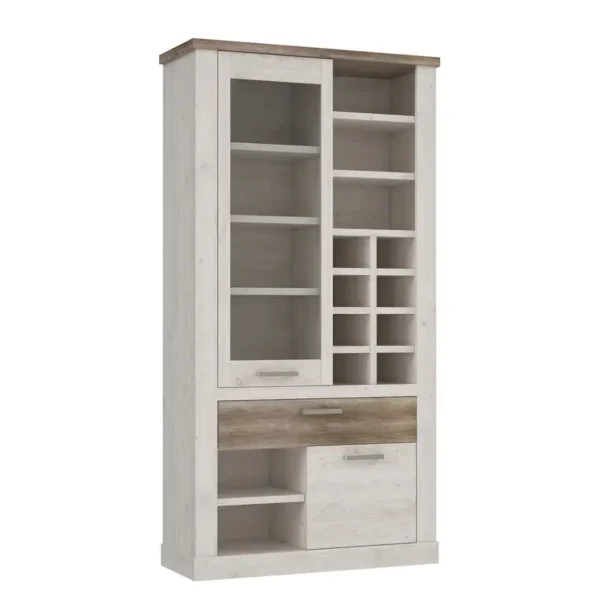 Vitrinenschrank 108 x 212 x 41cm Braun/Weiß/Beige