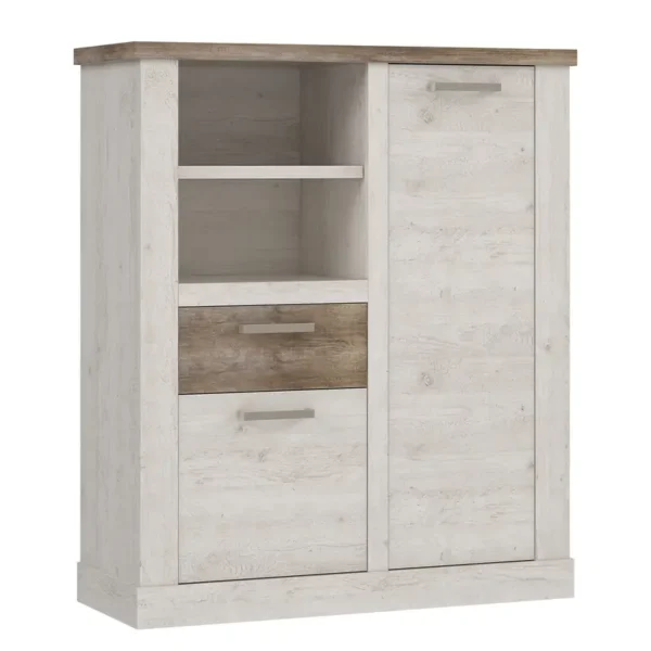 Highboard - 110 cm 110 x 128 x 41cm Braun/Weiß/Beige