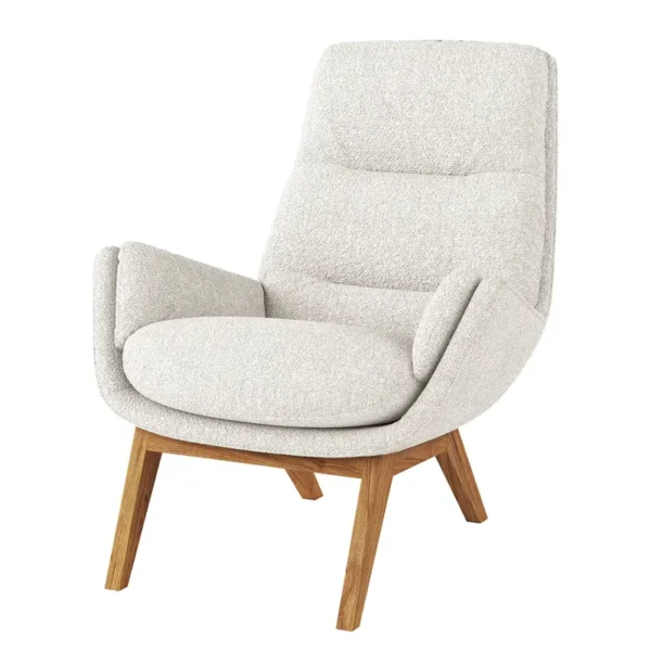 Sessel mit Holzfüßen Beige Bouclé Stoff Helay Eiche Dunkel 83 x 95 x 97cm