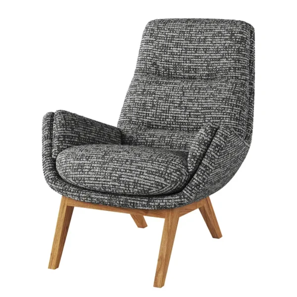 Sessel mit Holzfüßen Grau Chenille Enne Eiche Dunkel 83 x 95 x 97cm