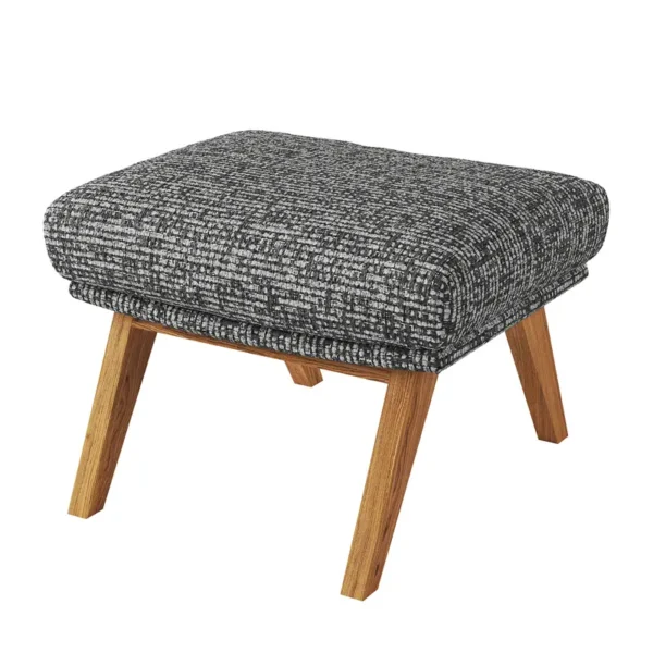 Polsterhocker mit Holzfüßen 51 x 37 x 41cm Grau Eiche Dunkel Chenille Enne: Granitgrau