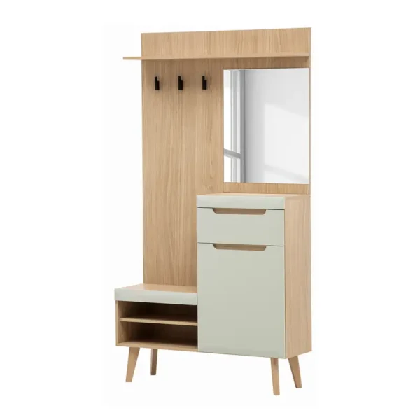 Kompaktgarderobe Follet 107 x 197 x 34cm Braun/Mintgrau