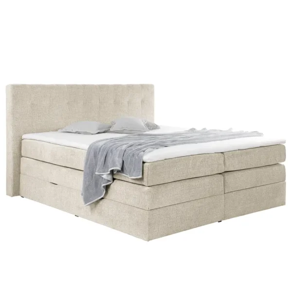 Boxspringbett Vassouro 180 x 200cm Strukturstoff Kanita Weiß
