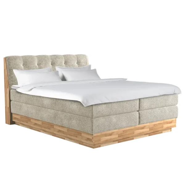 Boxspringbett 180 x 200cm Flachgewebe Oria Beige H2 / H3