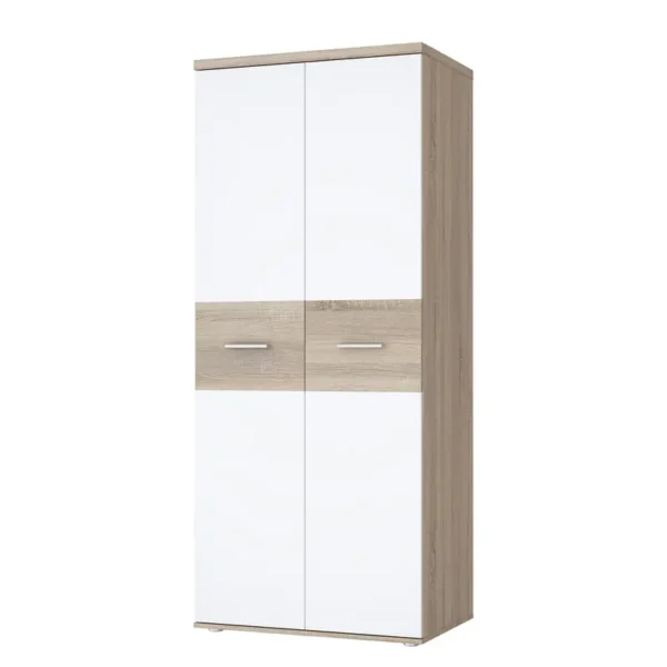 Kleiderschrank 80 x 189 x 53cm Weiß/Beige