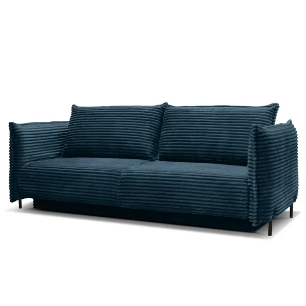 Schlafsofa mit Bettkasten Blau Cordstoff Tila 226 x 90 x 105cm mit Schlaffunktion Modern