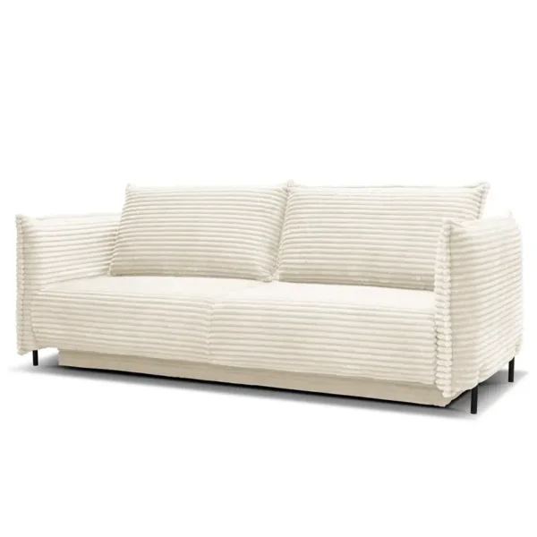 Schlafsofa mit Bettkasten Weiß Cordstoff Tila 226 x 90 x 105cm mit Schlaffunktion Modern