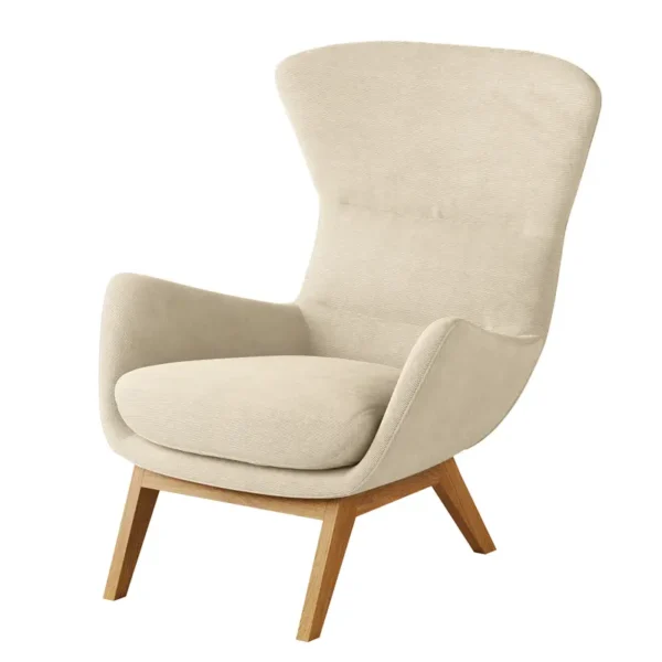 Sessel mit Holzfüßen Beige Cordstoff Snor Eiche Dunkel 84 x 99 x 96cm