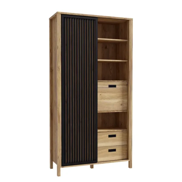 Schrank 103 x 200 x 40cm Schwarz/Braun