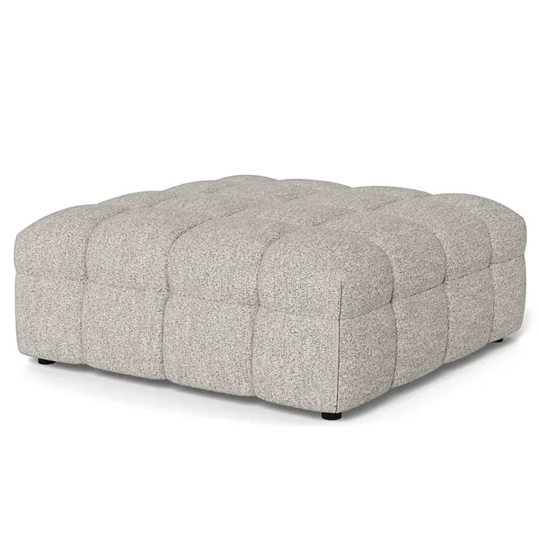 Polsterhocker 100 x 66 x 100cm Grau Bouclé Stoff Coletta: Hellgrau