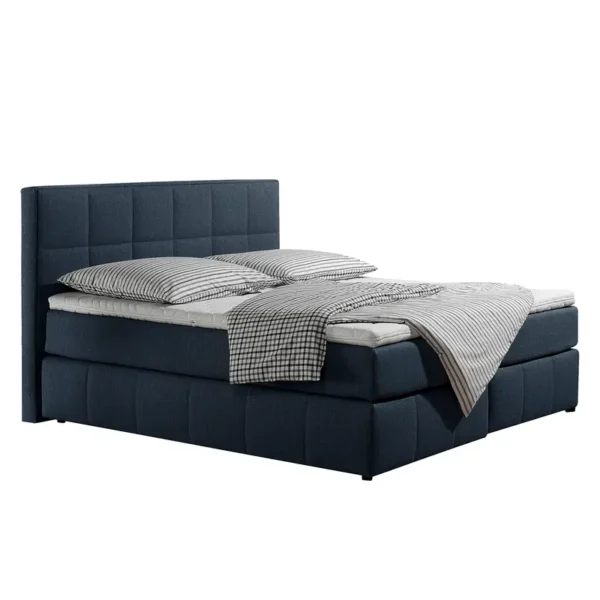 Boxspringbett Lifford 180 x 200cm Blau/Jeansblau H2 Bonellfederkernmatratze