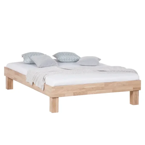 Massivholzbett AresWOOD 160 x 200cm Massivholz Eiche, geölt Beige/Eiche Weißöl ohne Kopfteil Eiche
