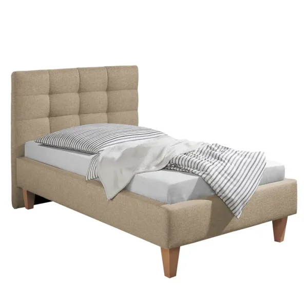 Polsterbett Stensborg 100 x 200cm Strukturstoff Beige/Beige ohne Lattenrost & Matratze