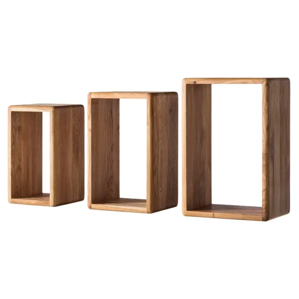 Wandregal Anamur 3er-Set Massivholz Eiche, geölt Braun 45 x 30 x 20cm Eiche