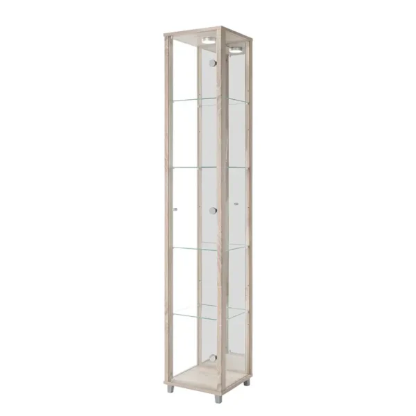 Standvitrine Exhibit I 32 x 172 x 33cm Braun/Beige/Eiche Sonoma Dekor