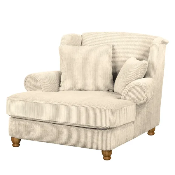 XXL Sessel Cord Beige/Creme Webstoff 135 x 100 x 128cm