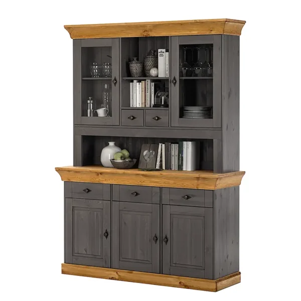 Buffet I 143 x 197 x 45cm Braun/Grau/Kiefer Grau/Kiefer Laugenfarbig