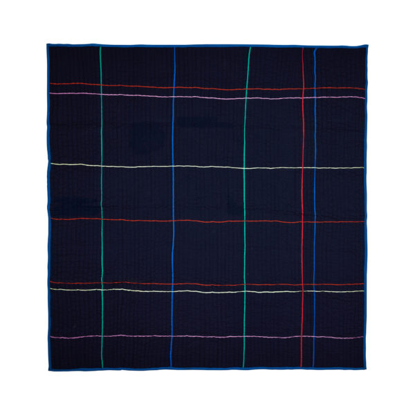 Handgequiltete Tagesdecke Sen, 100% Baumwolle, Dunkelblau, 260 x 260 cm