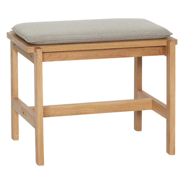 Sandfarbene Sitzbank Epoch mit Polsterkissen, Eiche, 60 x 44 x 48 cm