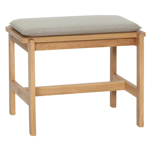 Sandfarbene Sitzbank Epoch mit Polsterkissen, Eiche, 60 x 44 x 48 cm