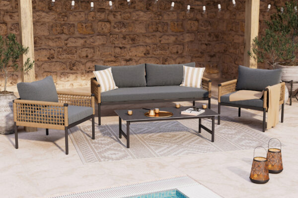 Ambia Garden LOUNGEGARNITUR Anthrazit, Natur xxxlutz.de