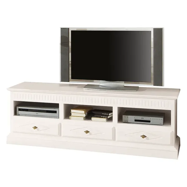 TV Lowboard Massivholz Pinie, gebeizt & lackiert Beige 162 x 57 x 50cm