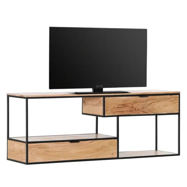 TV-Lowboard I Front & Korpus: Massivholz Akazie, gebeizt und lackiert Gestell: Metall, lackiert Braun 160 x 60 x 40cm