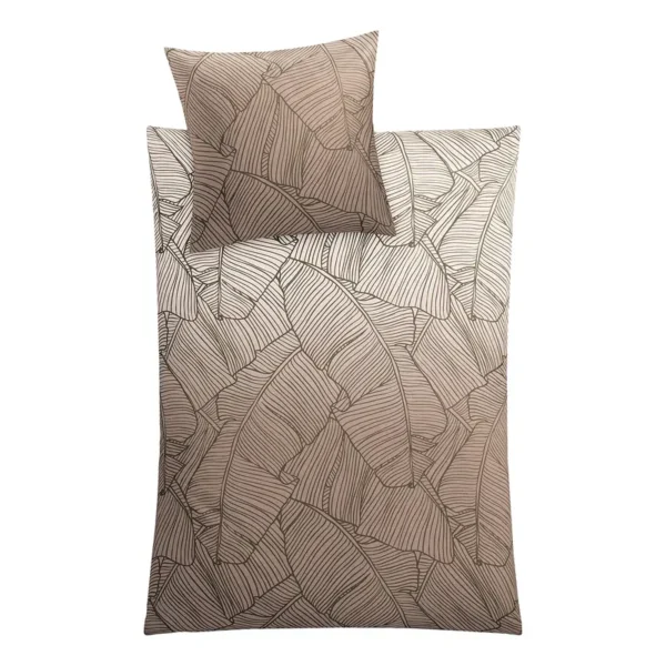 Mako-Satin-Bettwäsche Vero 155 x 220 cm + Kissen 80 x 80 cm Beige/Matt Sand