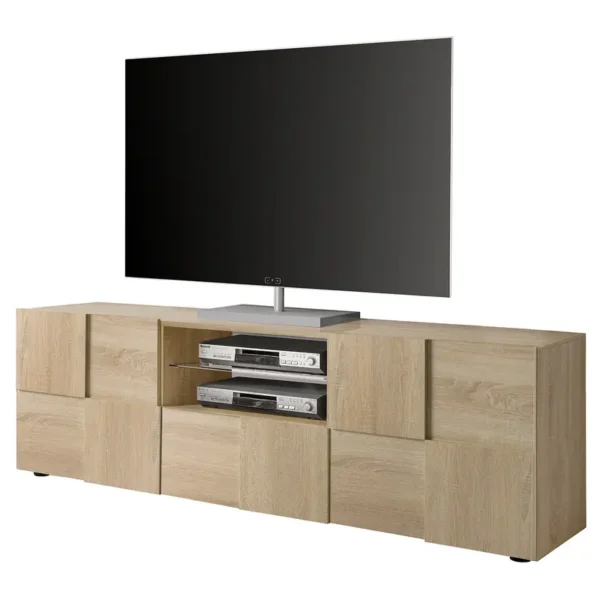 TV-Lowboard Dama II Spanplatte, lackiert Beige/Eiche Sonoma Dekor 181 x 57 x 42cm