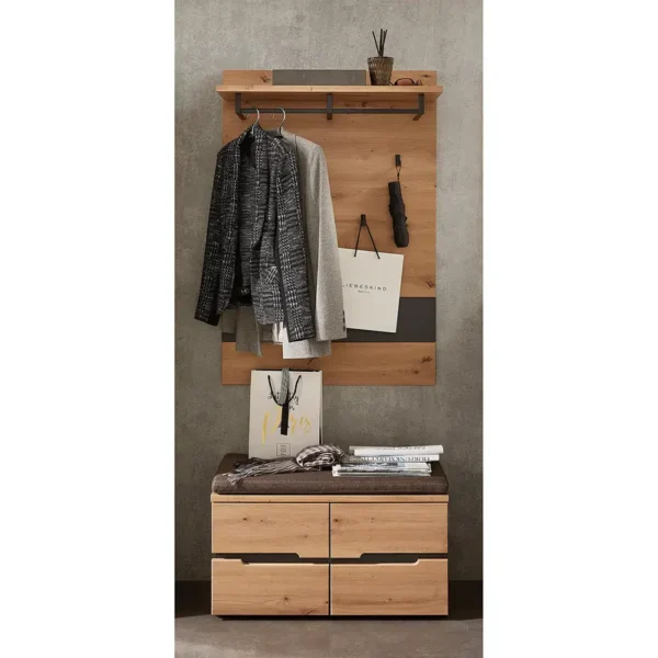 Garderobenset 2-teilig 80 x 167 x 38cm Braun/Beige