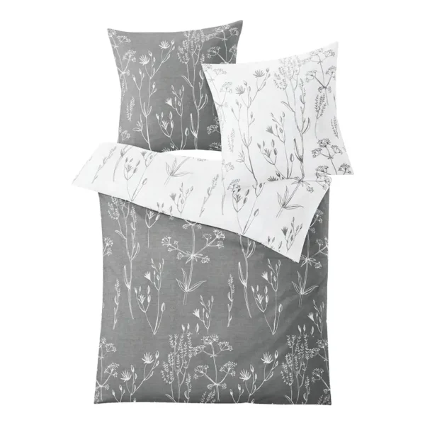 Bettwäsche Savannah 155 x 220 cm + Kissen 80 x 80 cm Grau/Grau