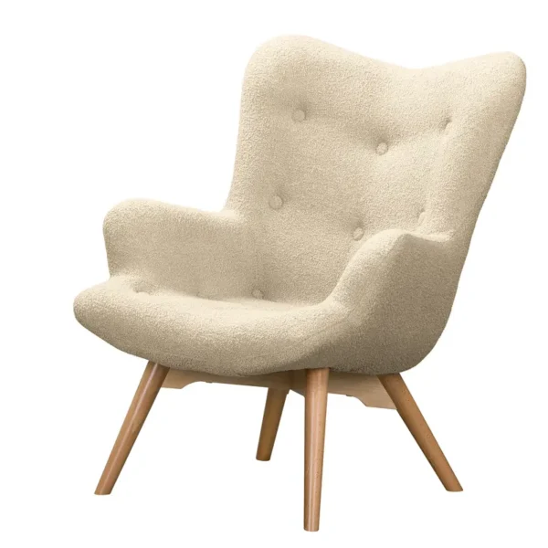 Sessel Beige Bouclé Stoff Nola ohne Hocker Hellbraun 71 x 90 x 85cm