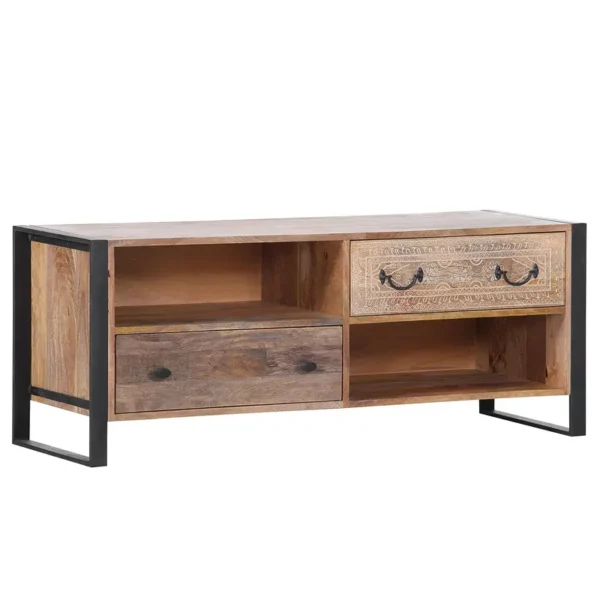 TV-Lowboard Front & Korpus: Massivholz Mango, gebeizt & lackiert Gestell: Metall, lackiert Braun 125 x 50 x 42cm