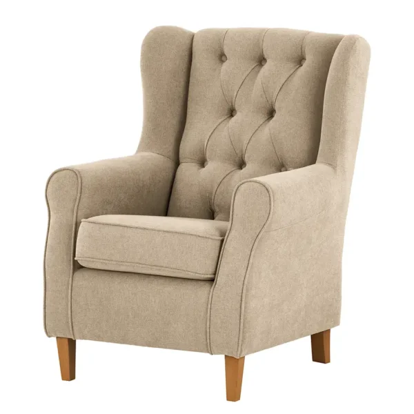 Ohrensessel Beige Webstoff Scara 78 x 102 x 85cm