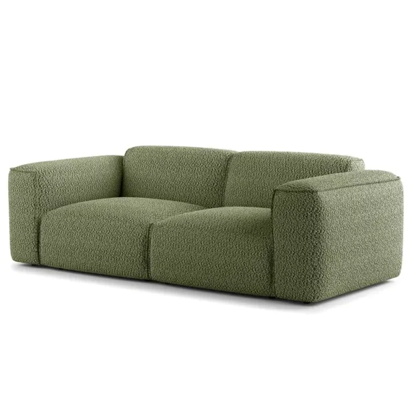 2-Sitzer Sofa Grün Teddy-Bouclé Stoff Bony 220 x 71 x 102cm Modern